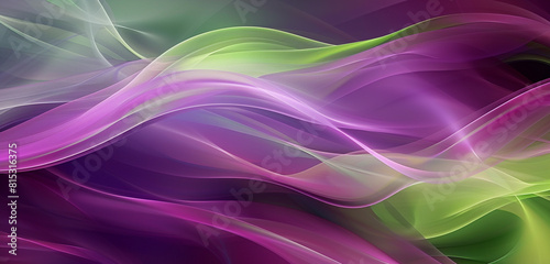 Rich purple fades into bright green in a flowing abstract pattern.