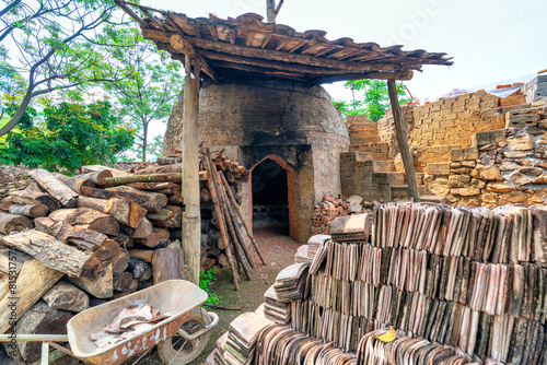 Traditional kiln and tiles are handmade in Bac Son, Lang Son, Vietnam photo