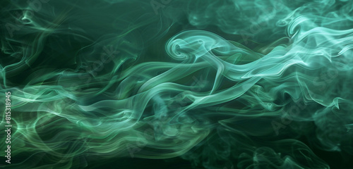 Lively emerald green smoke flowing with energy, ideal for vibrant and striking compositions.