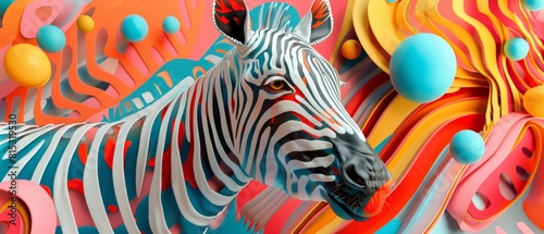 Colorful zebra stands out from the crowd with its unique style and dazzling colors.