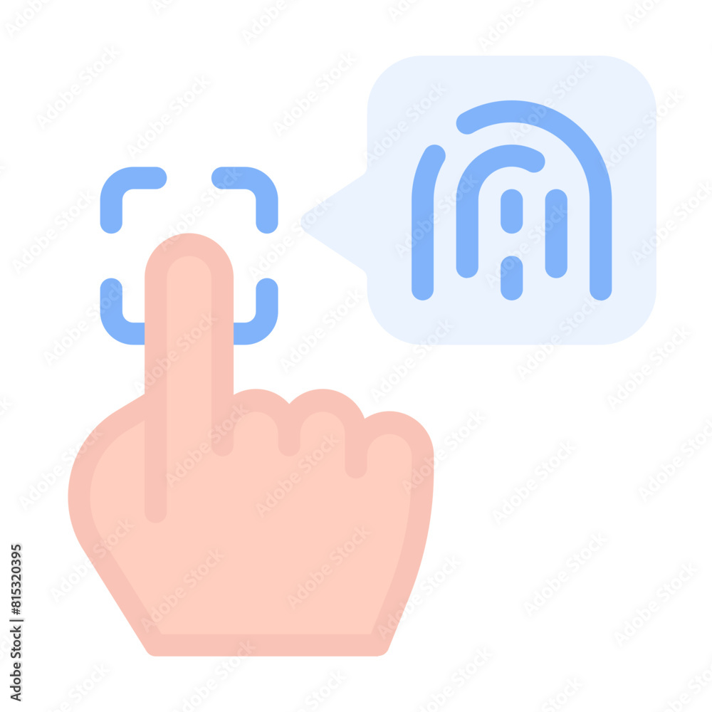 Fingerprint Icon With Flat Color Style Fingerprint Icon With Flat Color Style