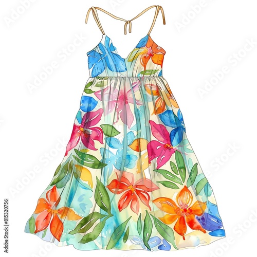 Design a beautiful watercolor floral maxi dress