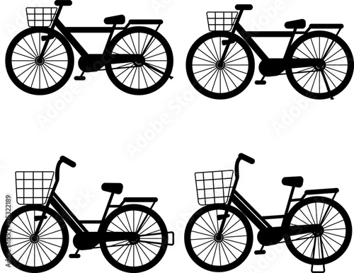 シンプルな自転車のモノクロイラスト
