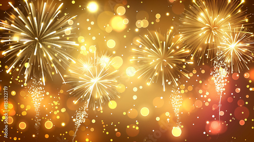 Vector illustration of celebration with fireworks background 