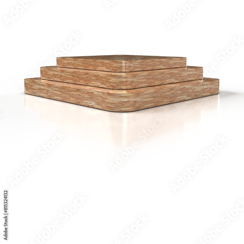 Wooden podium isolated on white background