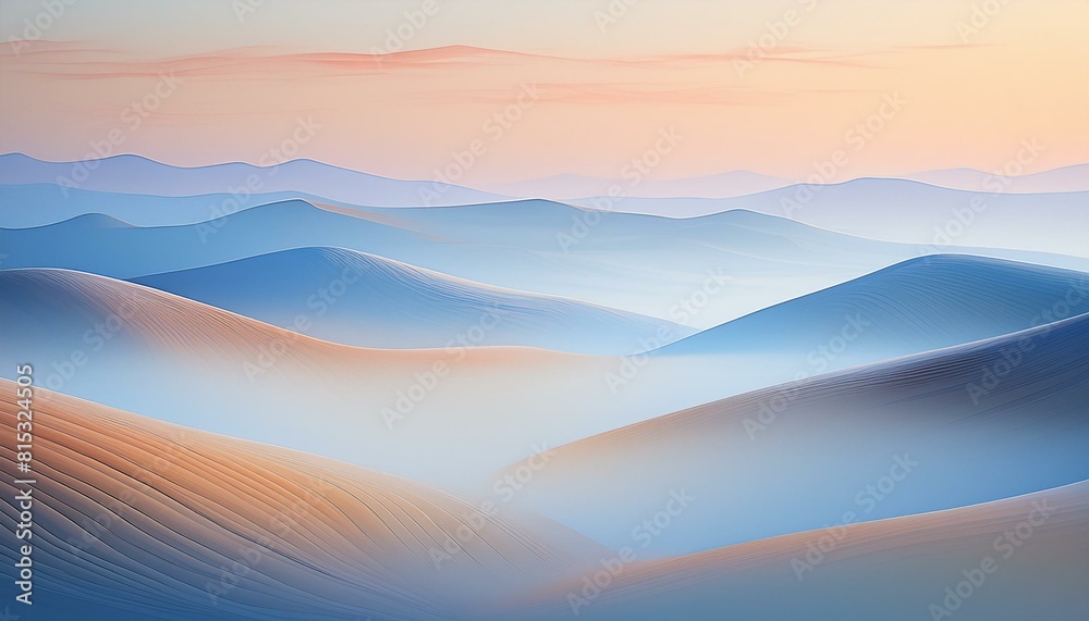 mountains in the fog. Gentle hills seen through a soft mist at sunrise mountains in the fog. Gentle hills seen through a soft mist at sunrise