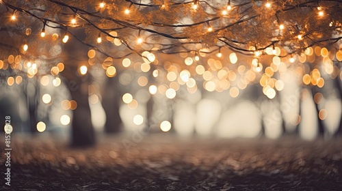 Bokeh lights twinkling in festive scene
