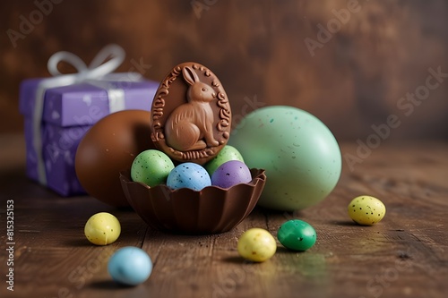 chocolate easter eggs in a basket