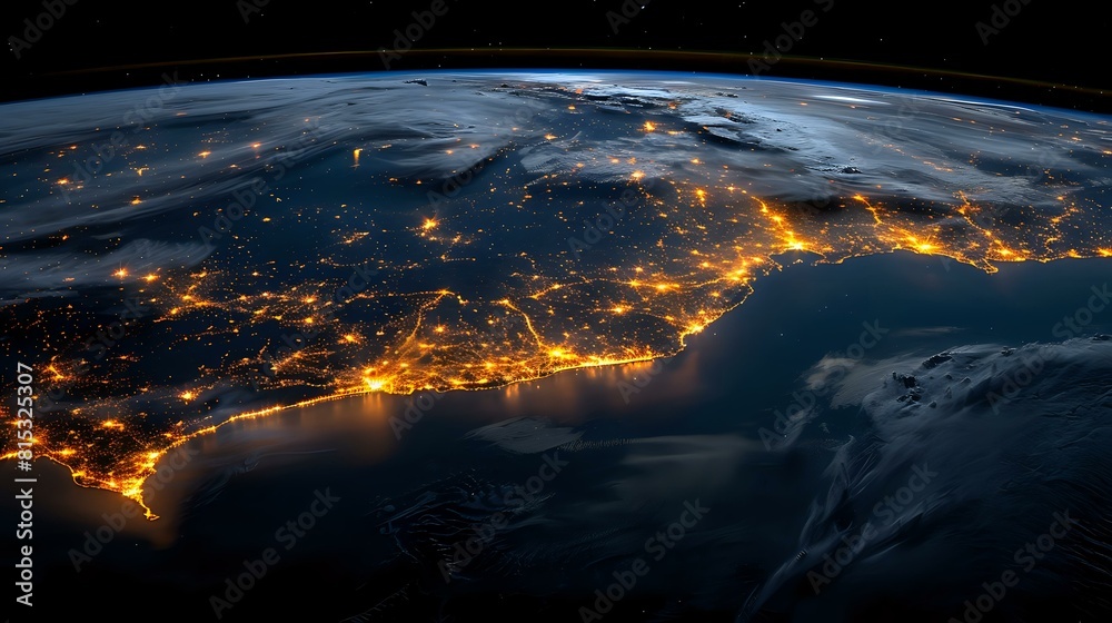 Fototapeta premium City Lights Illuminating the Night Sky