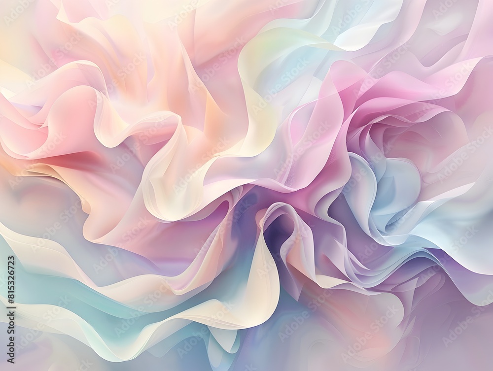 Obraz premium Flowing Biomorphic Shapes in Soft Pastel Tones Minimalist Abstract Digital