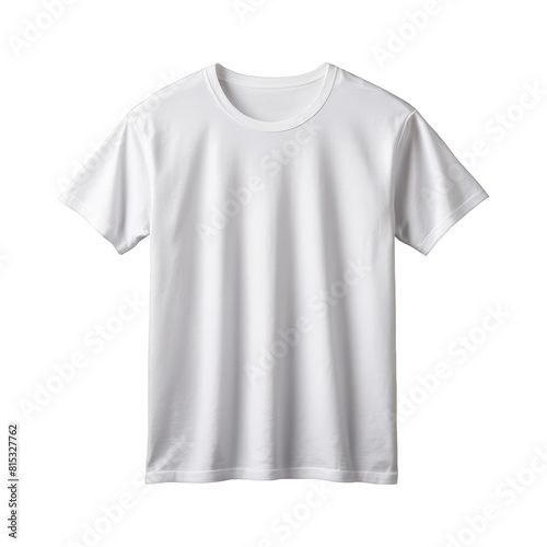 Plain white t-shirt front isolated on a transparent background