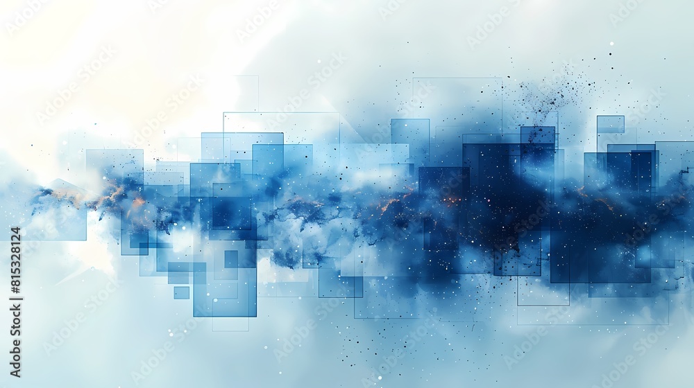 Digital technology blue and white transparent squares and curves poster background Digital technology blue and white transparent squares and curves poster background