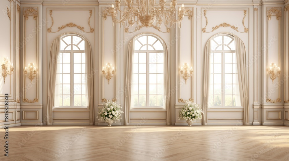 Beautiful white wedding setup with soft music and gentle ambiance Beautiful white wedding setup with soft music and gentle ambiance