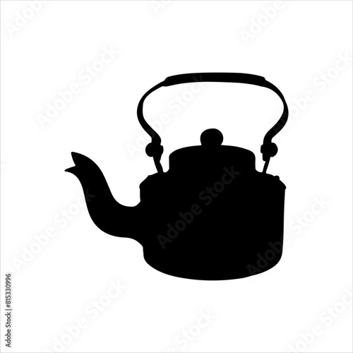 Indian tea kettle silhouette isolated on white background. Tea kettle icon vector illustration.