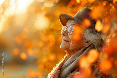 Elderly Contentment A senior living with peace joy