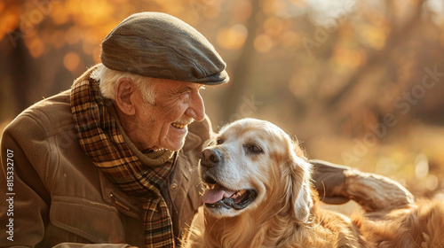 Golden Companionship A senior enjoying the joys of life with their faithful dog.