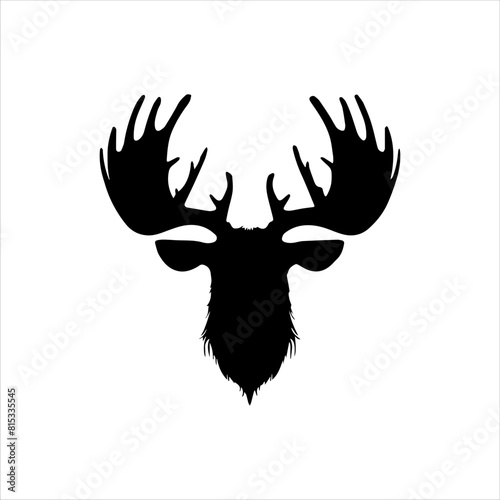 Moose head silhouette isolated on white background. Black moose face icon vector illustration.