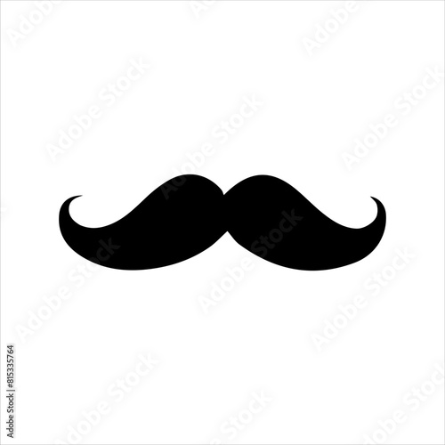 Black mustache silhouette isolated on white background. Mustache icon vector illustration.
