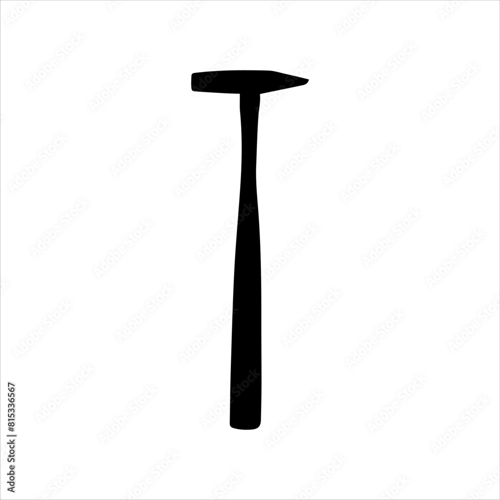 Black old hammer silhouette isolated on white background. Hammer icon vector illustration. Black old hammer silhouette isolated on white background. Hammer icon vector illustration.