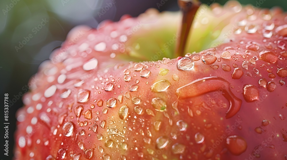 The Apple Industry: A close-up of an apple with water droplets, showcasing the beauty of this fruit and the efforts of those in the apple industry. 3D. Realisitc. Printing. Generate AL. The Apple Industry: A close-up of an apple with water droplets, showcasing the beauty of this fruit and the efforts of those in the apple industry. 3D. Realisitc. Printing. Generate AL.