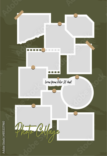 Pictures or photos frame collage. comics page grid layout abstract photo frames and digital photo wall template