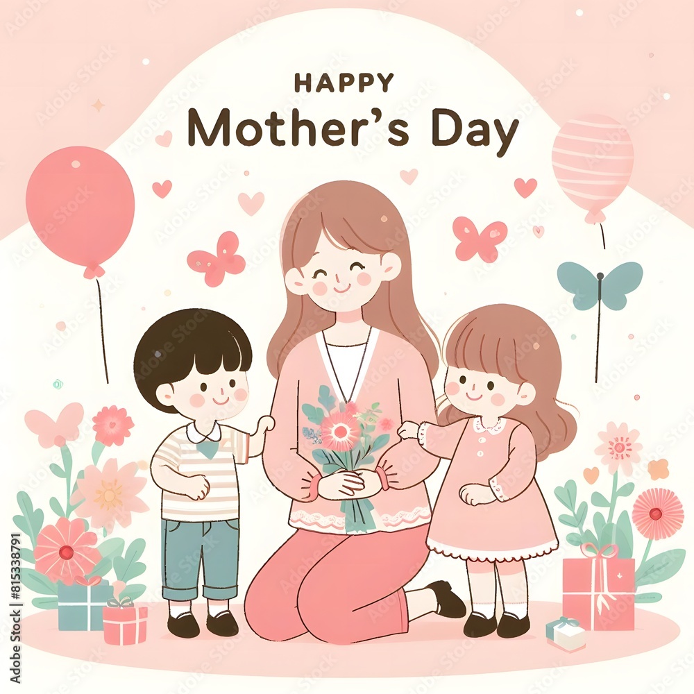 AI Generate of Happy Mother's Day Vector, Mother and Children, Mother and Daughter, Mother and Son. AI Generate of Happy Mother's Day Vector, Mother and Children, Mother and Daughter, Mother and Son.