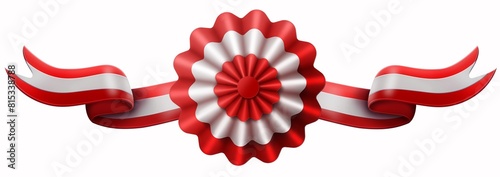 Quadro su tela flag with ribbons, rosette, peruvian flag, 3d illustration