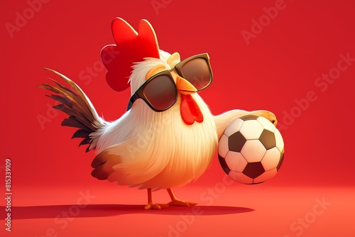 cartoon chicken holding a ball