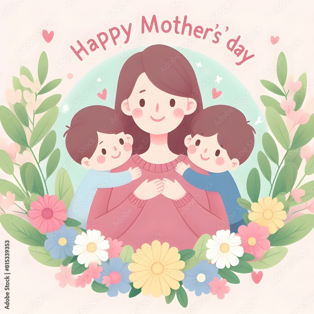 AI Generate of Happy Mother's Day Vector, Mother and Children, Mother and Daughter, Mother and Son. AI Generate of Happy Mother's Day Vector, Mother and Children, Mother and Daughter, Mother and Son.