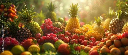 A variety of fresh fruits  including apples  oranges  bananas  grapes  and pineapples.
