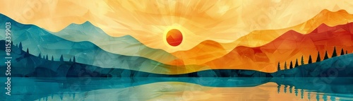 Growth potential in renewable energy flat design front view solar expansion theme water color Triadic Color Scheme