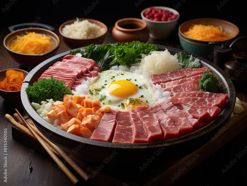 High angle shot of a bowl of delicious vegetable soup on a wooden table