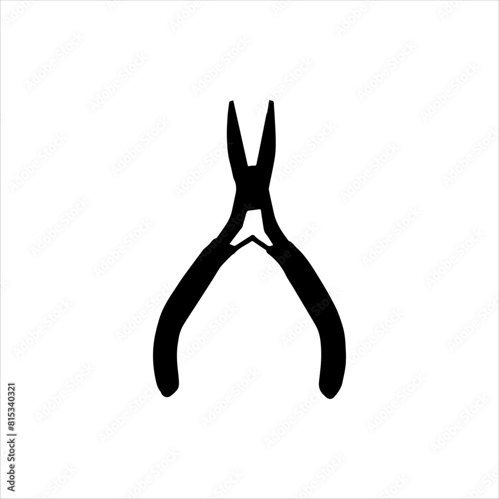 Black pliers silhouette isolated on white background. Pliers icon vector illustration. Black pliers silhouette isolated on white background. Pliers icon vector illustration.