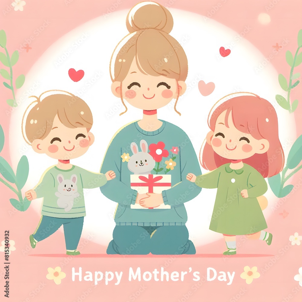 AI Generate of Happy Mother's Day Vector, Mother and Children, Mother and Daughter, Mother and Son. AI Generate of Happy Mother's Day Vector, Mother and Children, Mother and Daughter, Mother and Son.
