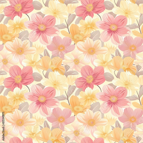 Floral yellow color, form natural, seamless fabric pattern.