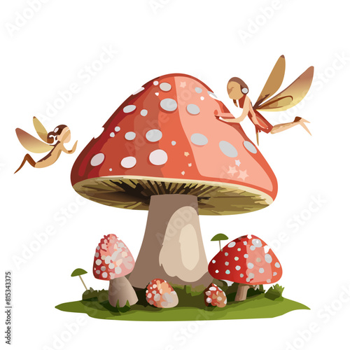 Fairies and Mushrooms Vector