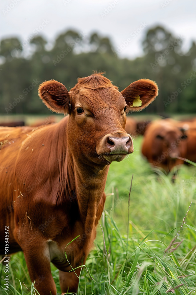 Farmer monitoring livestock with sensor technology, optimizing animal health in agriculture.