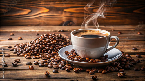 coffee mug: black coffee, coffee with whole beans