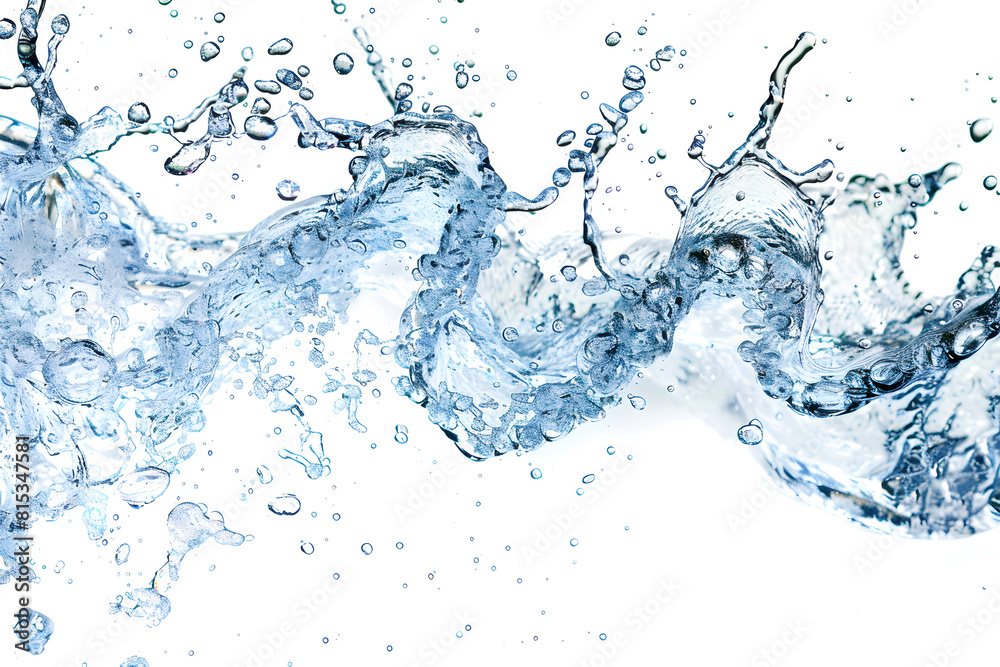 Blue water swirl splash with little bubbles isolated on clear background, liquid flowing in form of wave. Blue water swirl splash with little bubbles isolated on clear background, liquid flowing in form of wave.