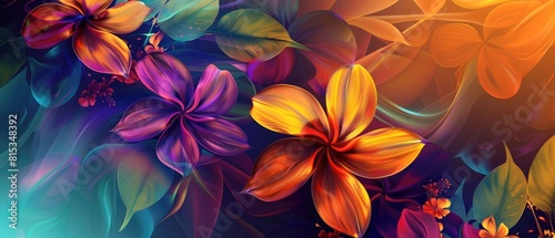 Modern colorful tropical floral pattern. Cute botanical abstract contemporary background.