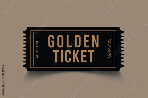 Realistic Golden ticket vector