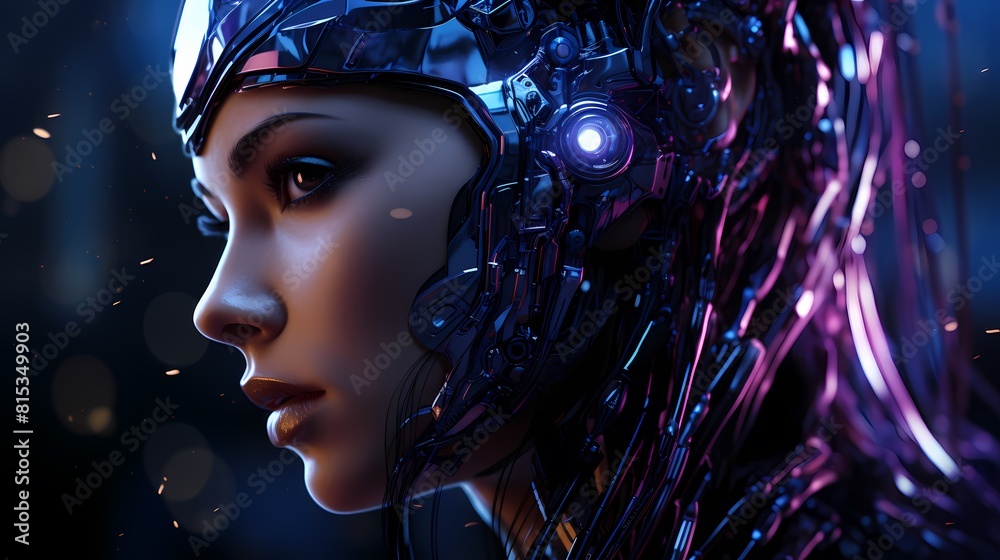 Digital technology black and purple cyberpunk robot poster background Digital technology black and purple cyberpunk robot poster background