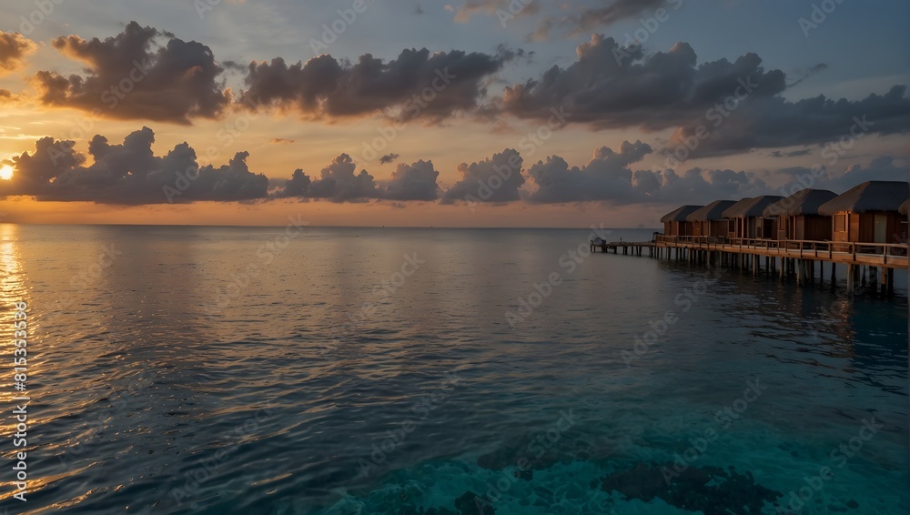 Obraz premium The tranquil waters of the Maldives at sunset ai_generated