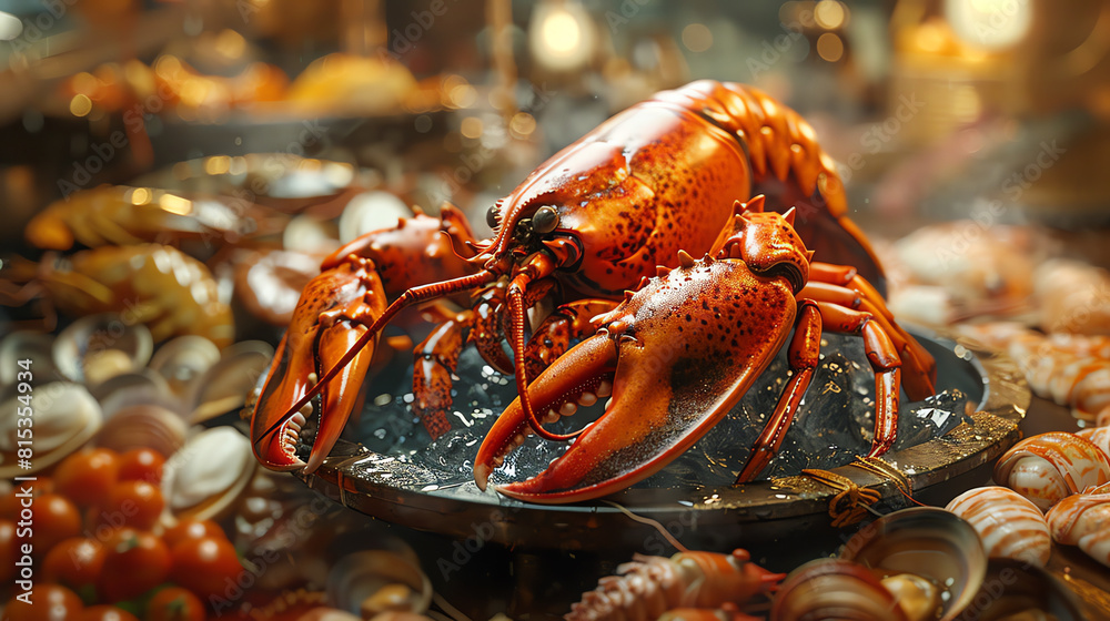 seafood, fresh seafood. Close-up, hyper-realistic 3D seafood, fresh seafood. Close-up, hyper-realistic 3D