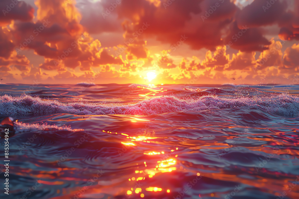 sunset, breathtaking sunset. Close-up, hyper-realistic 3D