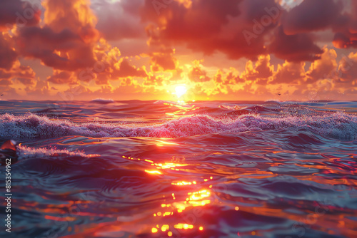 sunset, breathtaking sunset. Close-up, hyper-realistic 3D