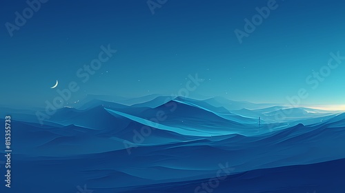 Digital technology blue and gray dark night sand dunes poster background