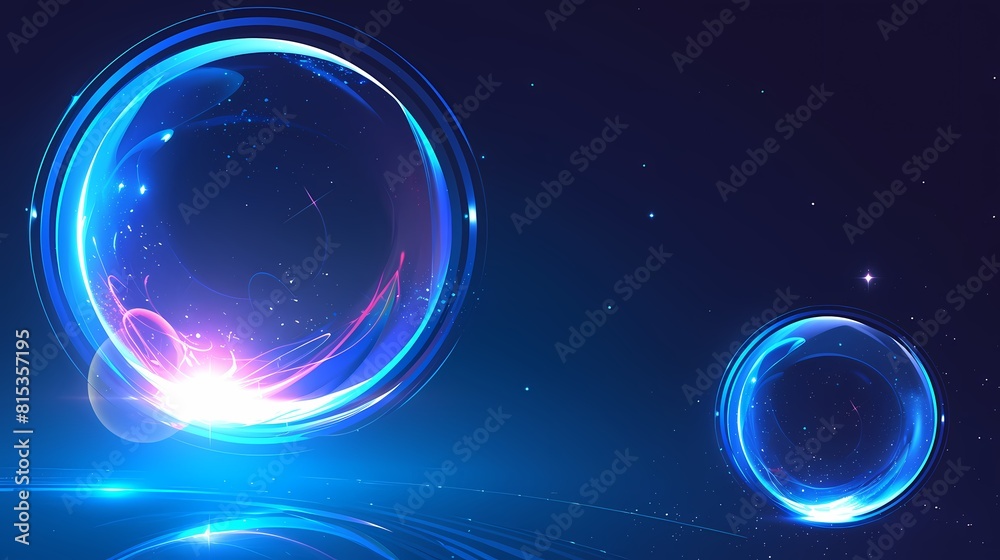 Obraz premium Digital technology blue and black curve circle lens aperture poster background