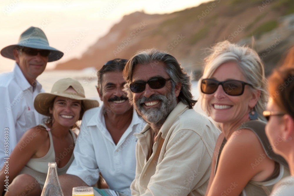 Group of friends having fun on the beach at sunset - Happy people having fun on the beach Group of friends having fun on the beach at sunset - Happy people having fun on the beach