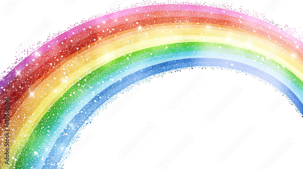 Fototapeta premium Closeup of a vivid rainbow with glitter for LGBT on a transparent background. Isolated decorating elements for Pride month background design.
